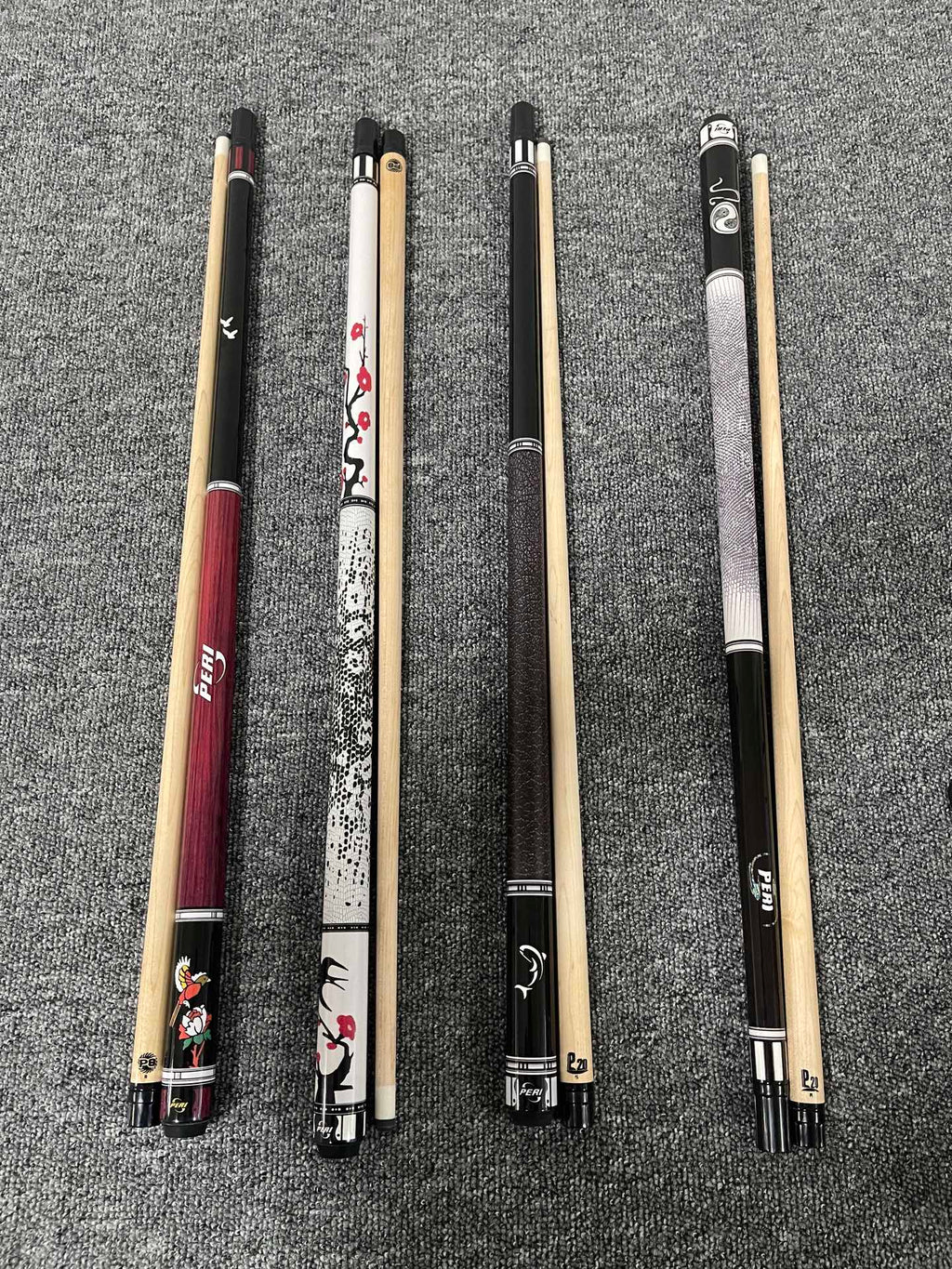 PERI Plum, Orchid & Bamboo Limited Edition Pool Cue – Professional Chinese 8/9-Ball Big Head Cue