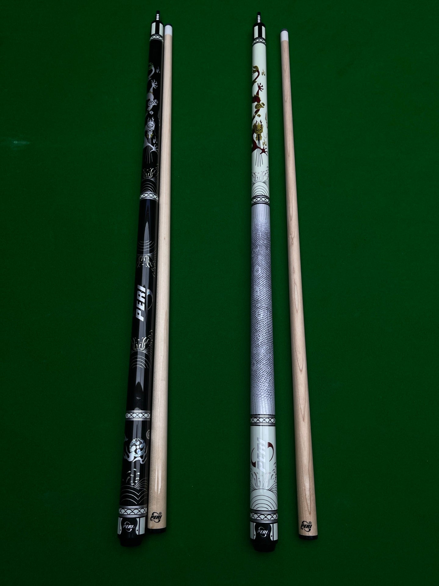 PERI White Dragon & Black Dragon II – Premium Chinese 8-Ball & 9-Ball Big Head Pool Cue