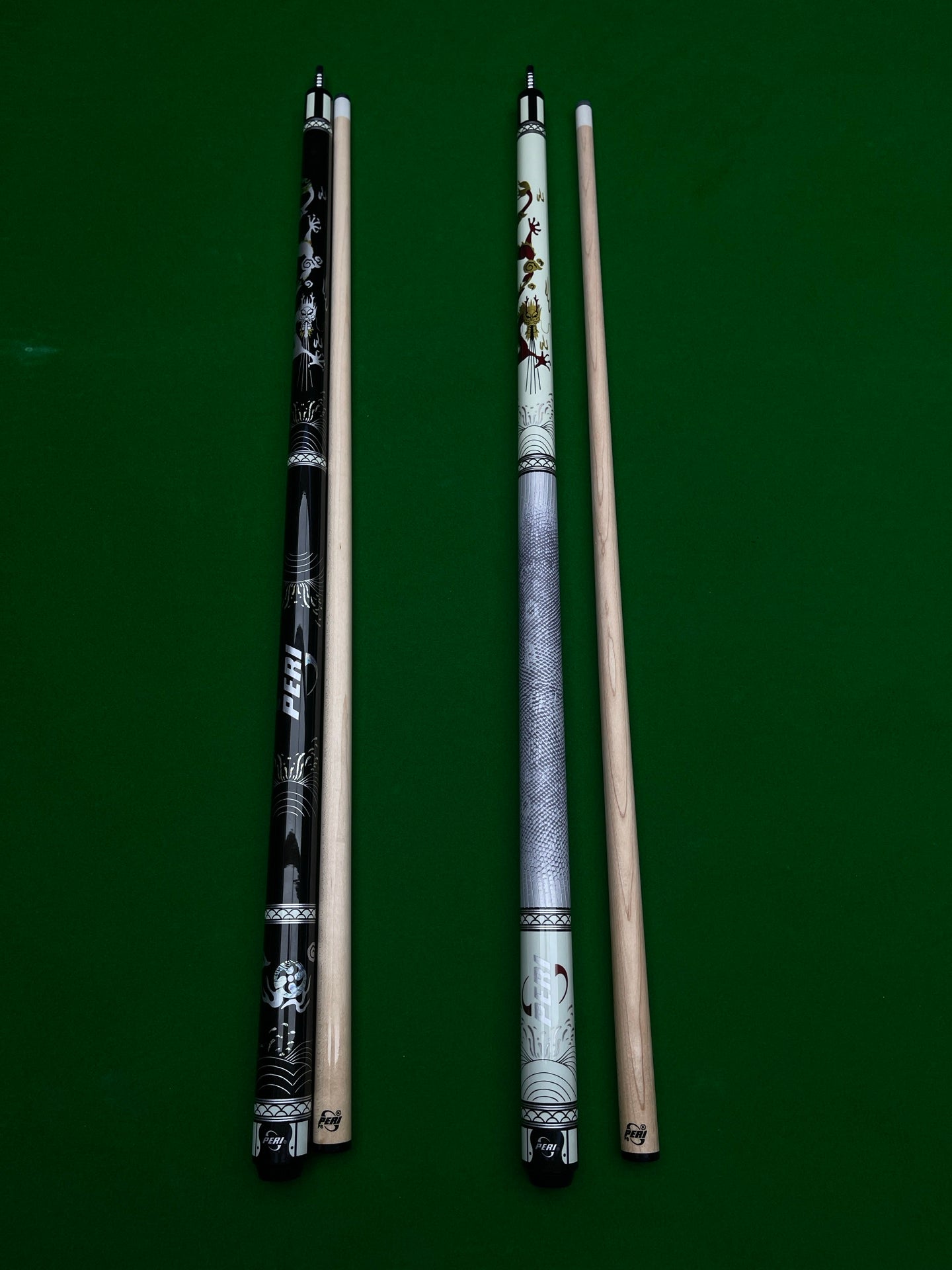 PERI White Dragon & Black Dragon II – Premium Chinese 8-Ball & 9-Ball Big Head Pool Cue