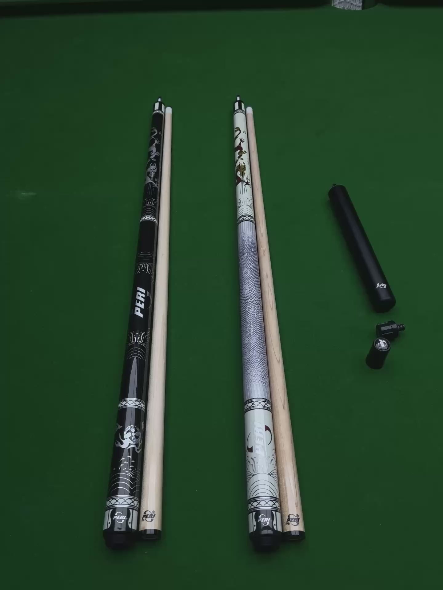 PERI White Dragon & Black Dragon II – Premium Chinese 8-Ball & 9-Ball Big Head Pool Cue